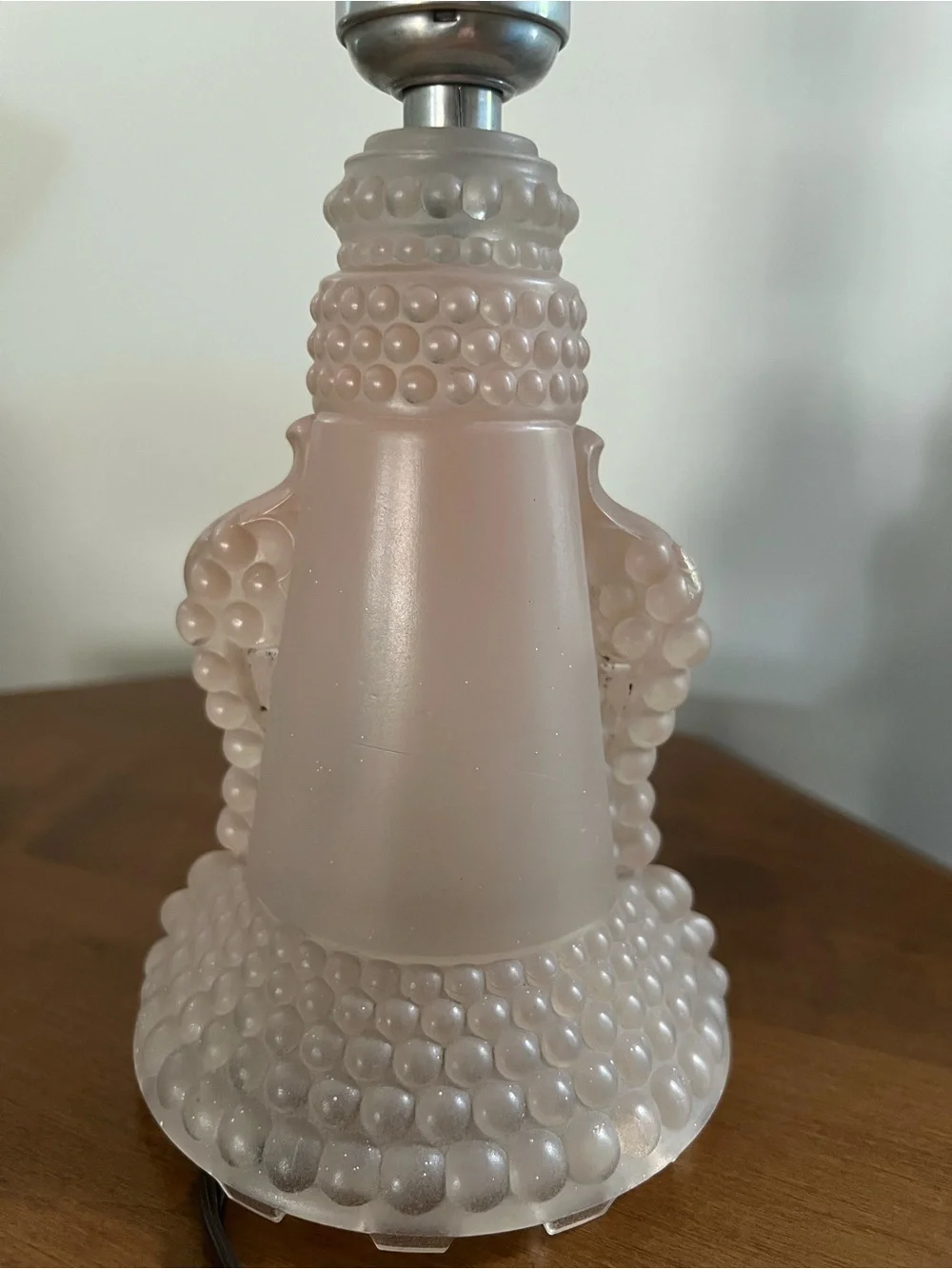 VTG- PAIR of 1930’s Pink Satin Hobnail Depression Glass Boudoir Lamp-See Pics !